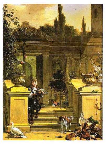 Melchior de Hondecoeter View of a Terrace oil painting image